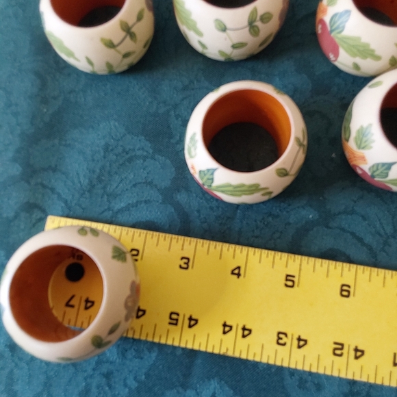 Lot Of  6 Kemp And Beatley Napkin Ring Holders Made In India Yellow Fruit Design - Picture 7 of 7